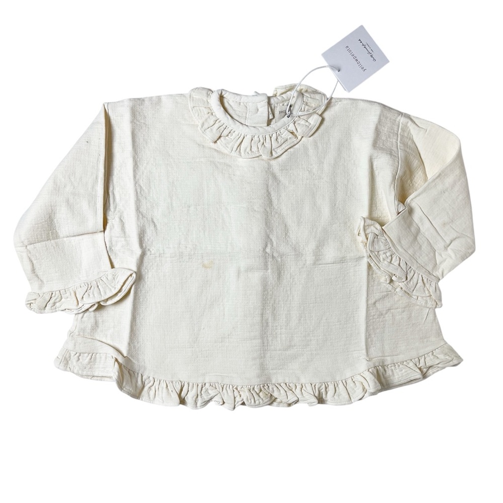 NWT Yellow Pelota Girls’ Ruffle Blouse in Natural